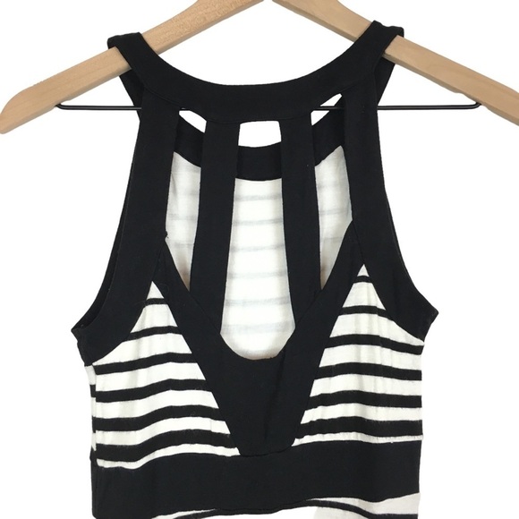 MONTEAU Maxi Dress Striped Fitted Minimalist Long Sleeveless Strappy Size Small - Picture 4 of 12